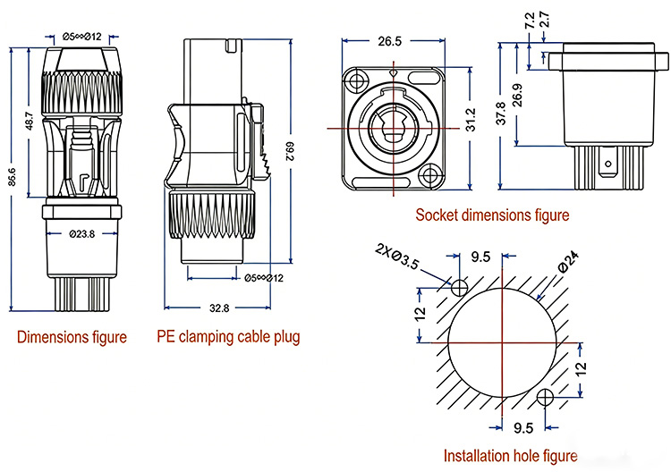 YF24 Product Drawings and Detailed Dimensions