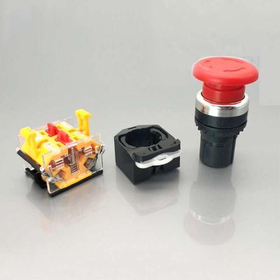 Interruptor de botón de parada de emergencia eléctrica de seta roja de 22 mm