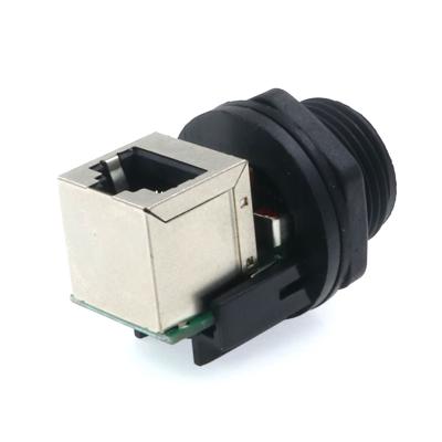 Conector Ethernet impermeable IP67 RJ45 para uso actual tipo placa de circuito impreso del panel