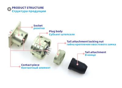 Conector de bayoneta circular compacto industrial ruso de 4 pines macho/hembra para alimentación CA/CC de conexiones rápidas.