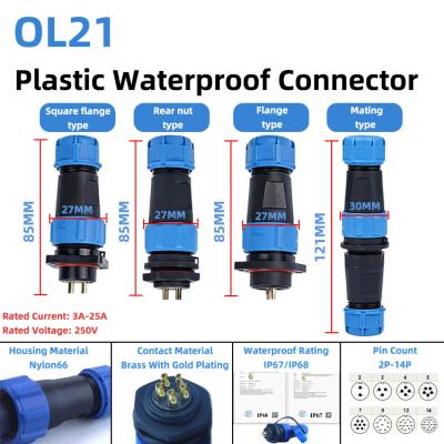 Conector de cable a prueba de agua de plástico IP67