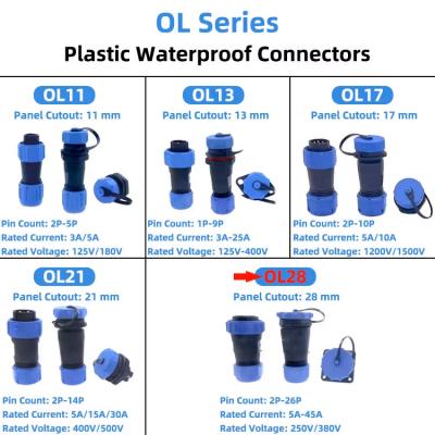 Conector de alimentación impermeable de plástico IP67