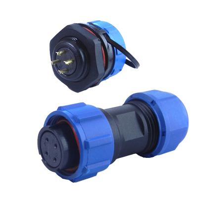 OL17 Conector de adaptador de corriente industrial impermeable de 5A/10A IP67/IP68, chapado en oro, montaje en panel, terminal de crimpado de 5 pines